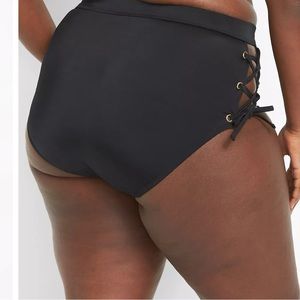 Lane Bryant / Cacique - Sz 24 Black Lace Up High Waist Swim Brief